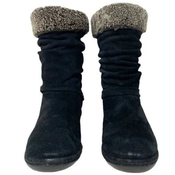 Stuart Weitzman Black Spanish Suede Slouch Wool Ankle Boots - Size 7.5 - Picture 6 of 12